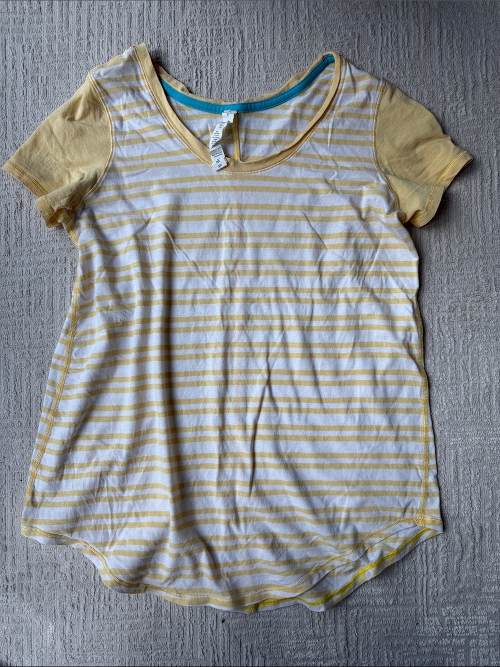 lululemon athletica Yellow & White Striped Short Sleeve Tee